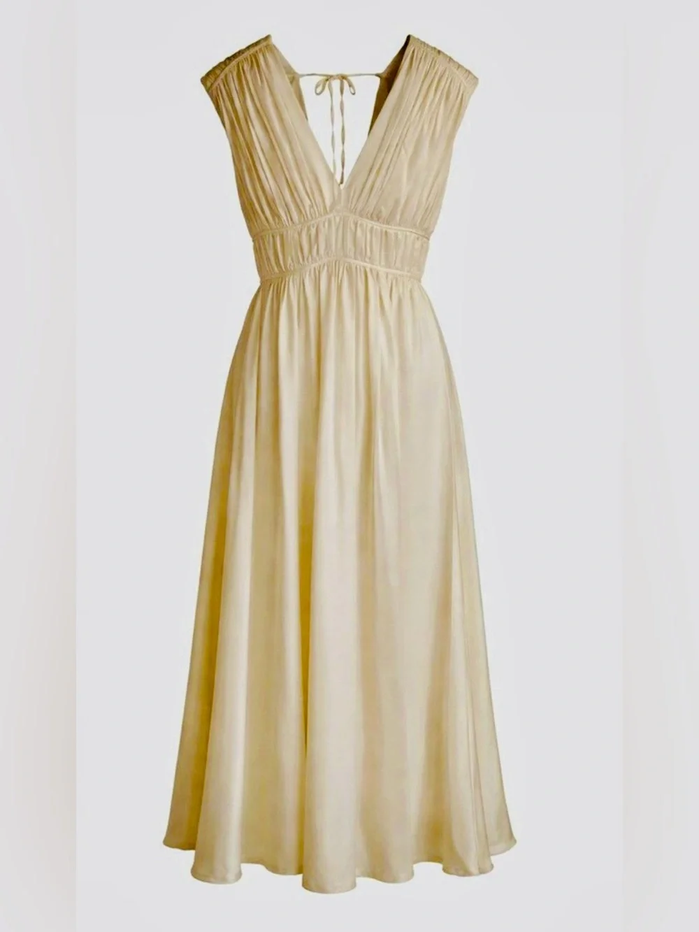 100% Silk Ivory Grecian Maxi Dress | Empire Waist Formal Gown